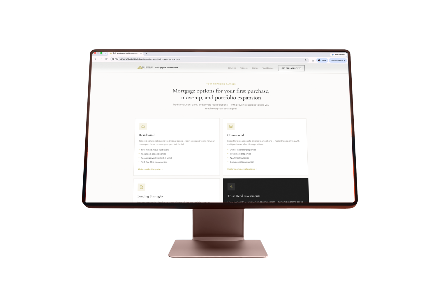 DCI Mortgage and Investment website